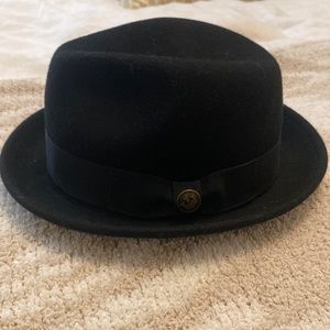 Goorin Bros 100% Wool Black Fedora Hat Unisex Design Size Medium